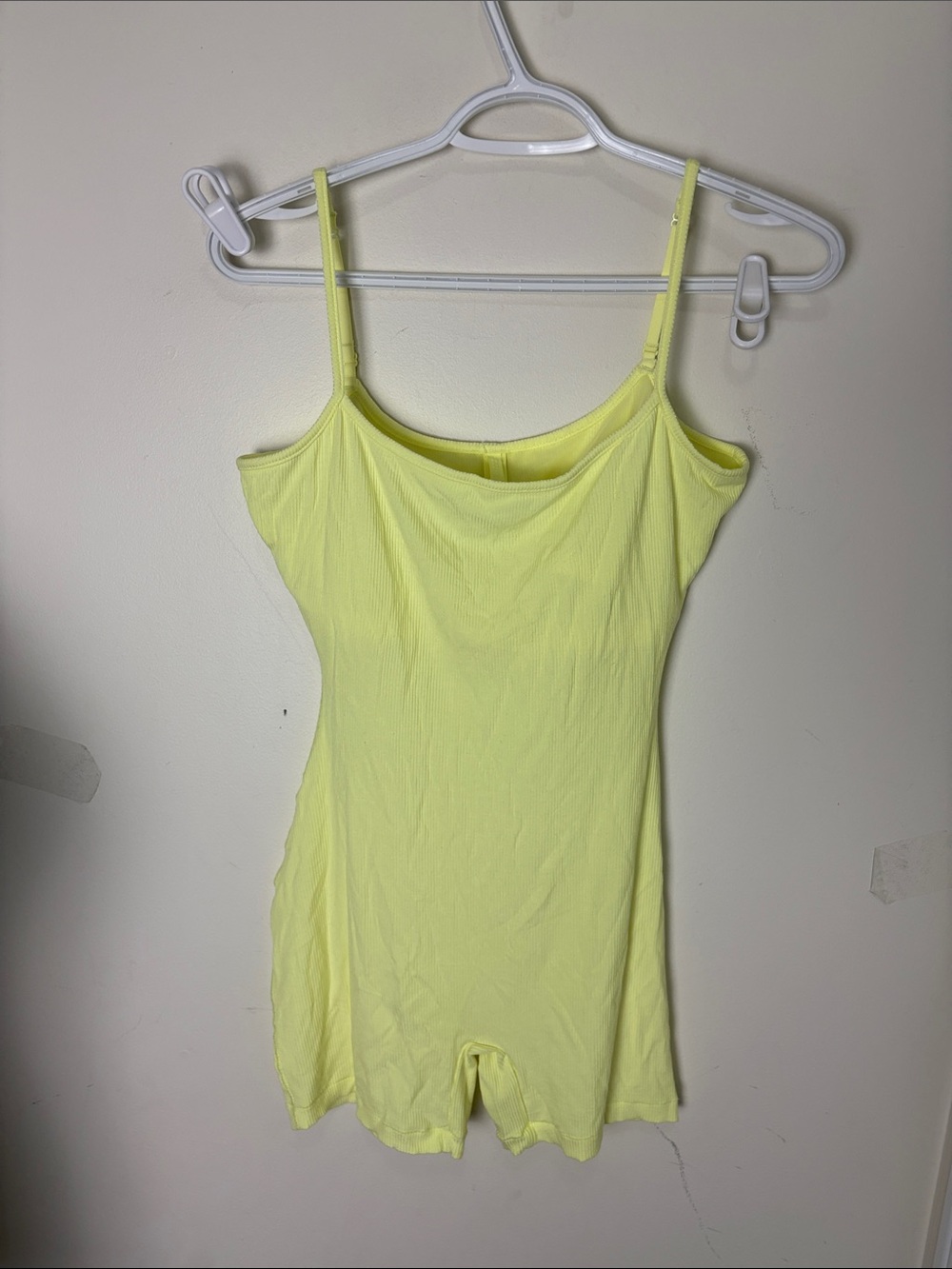 SKIMS Neon Yellow Slip Romper with Adjustable Straps